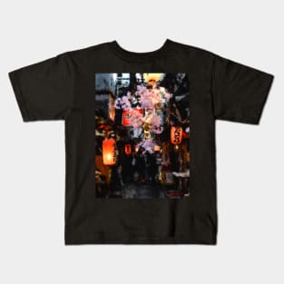 Izakaya at night oil painting Kids T-Shirt